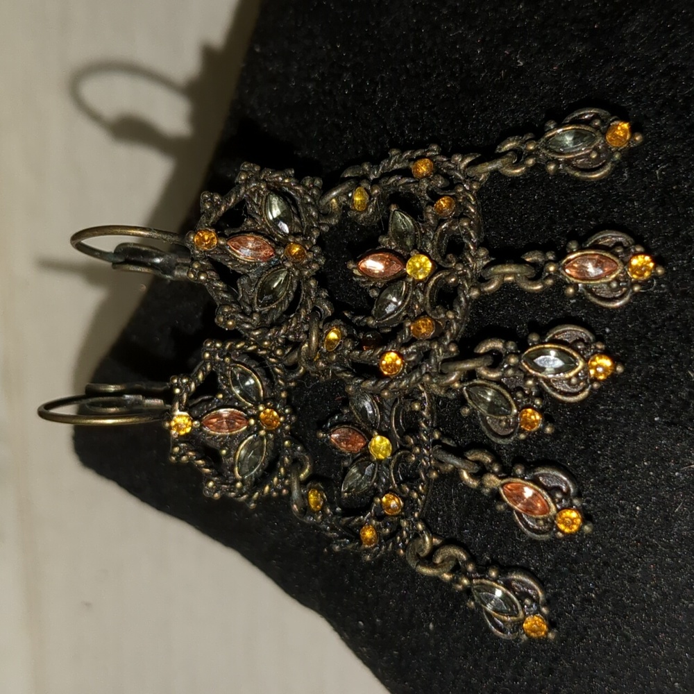 Antiqued Bronze Dangle Statement Earrings